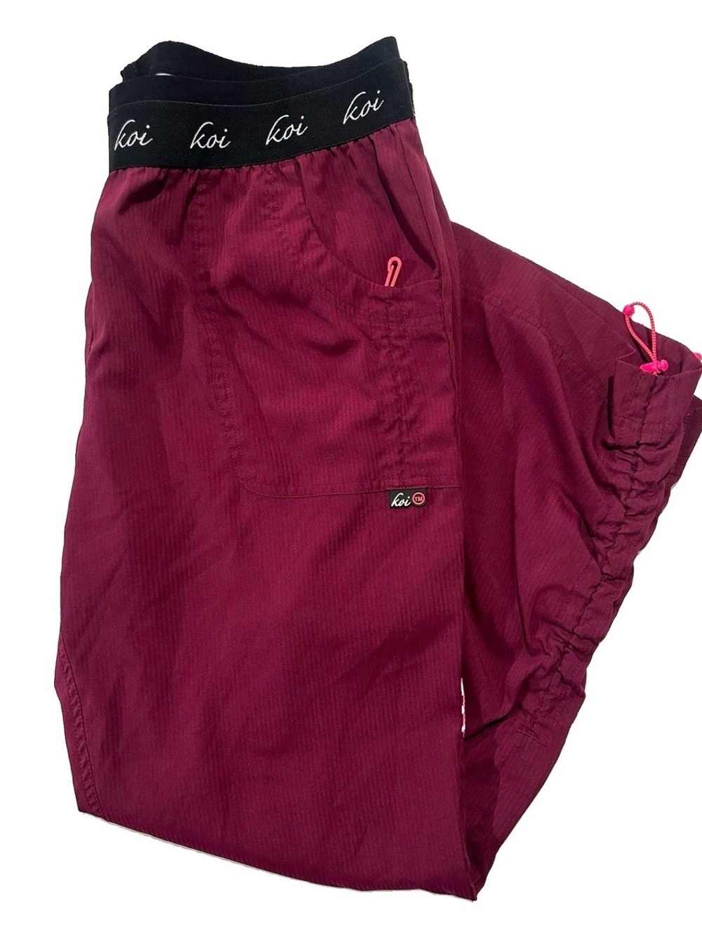 Koi Lite Women's Burgundy Scrub Pants L Petite Solid Polyester Dobby